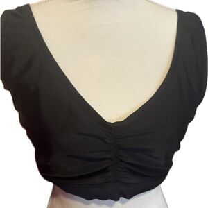 Black Ruched V-Neck Crop tank Top 1x